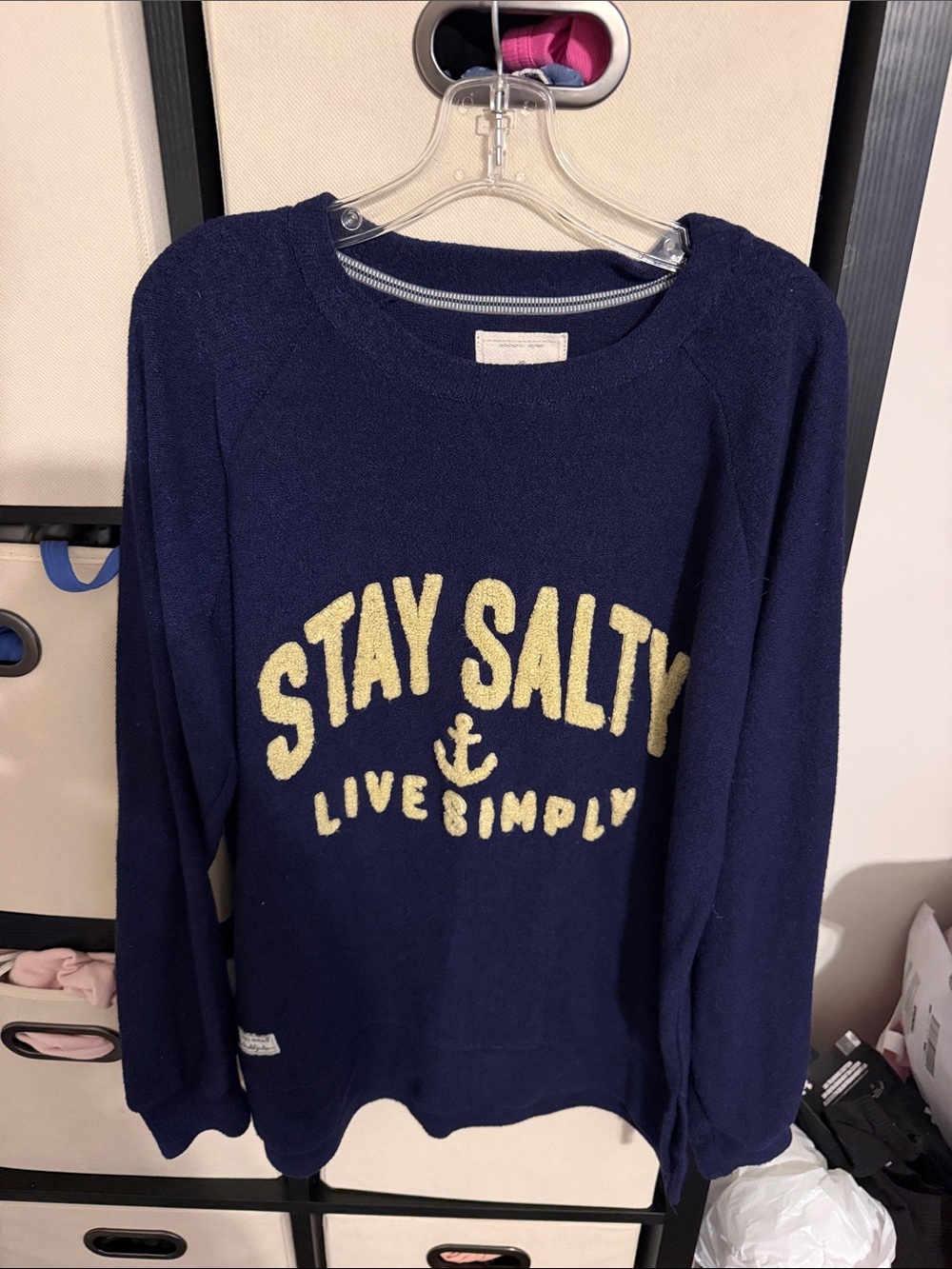 Simply southern Stay Salty Navy Women’s Sweatshirt - Live Simply Graphic